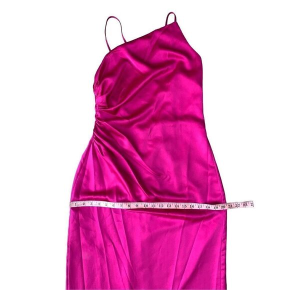 Milly Electra Satin Slip Midi Dress in Fuchsia Size 10 - Picture 10 of 16